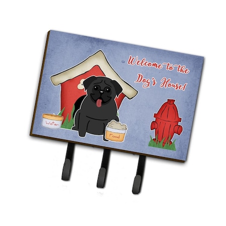 Carolines Treasures Dog House Collection Pug Black Leash or Key Holder BB2760TH68